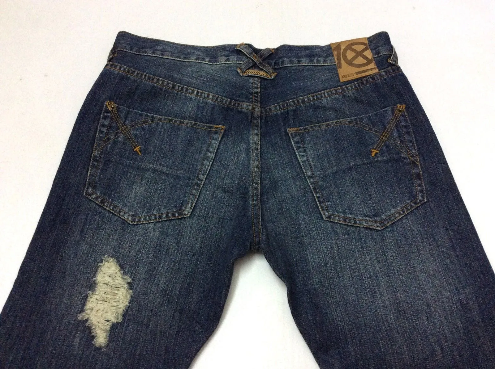 10 Deep Damage Slim Slim Dark Repair Denim Jean Style # (41TD2021)