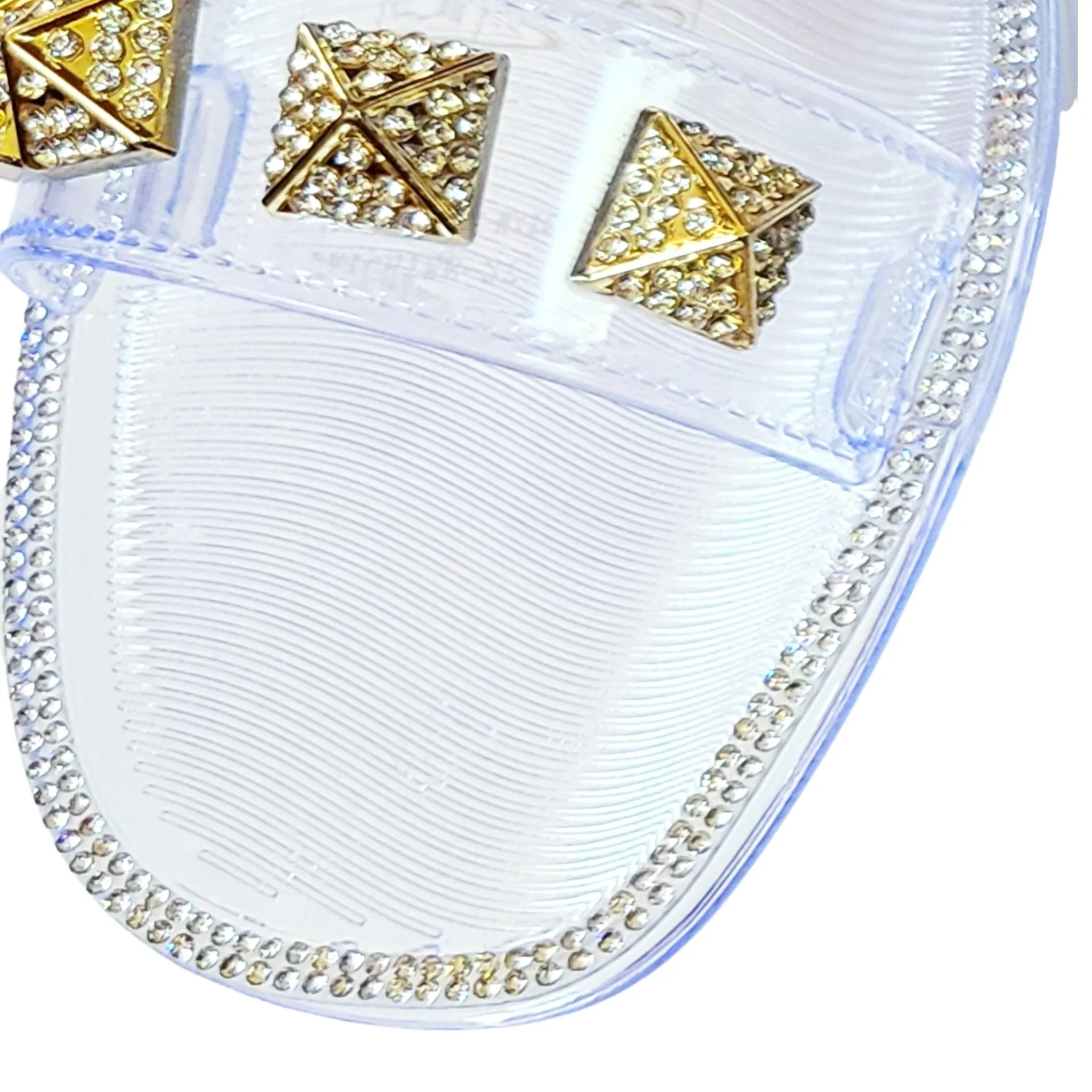 Bamboo Stud Embellished Jelly Flat Slides Sandals