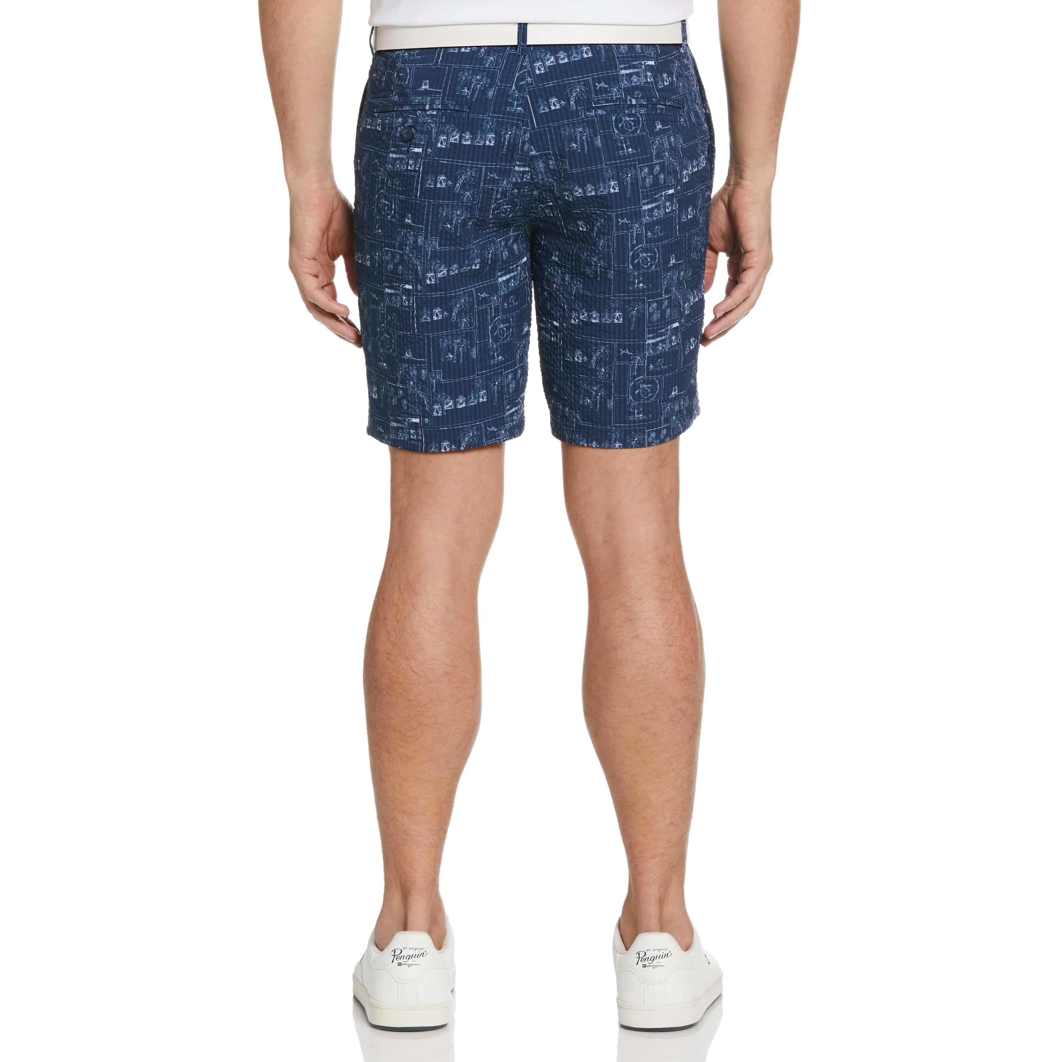 Beach Club Print Seersucker 8" Golf Shorts