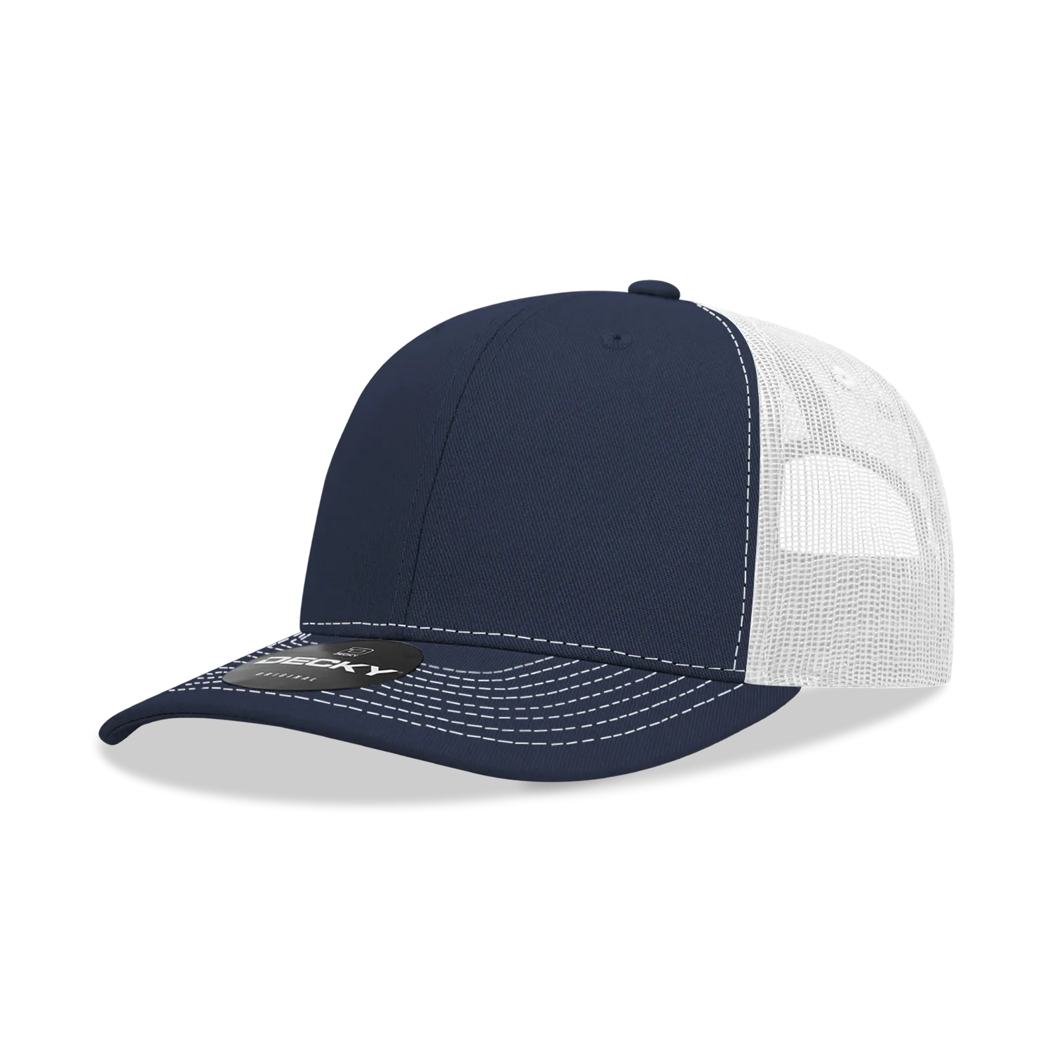 Decky 6031 - 6 Panel Mid Profile Structured Contra-Stitch Trucker Hat (Colors 2 of 2)