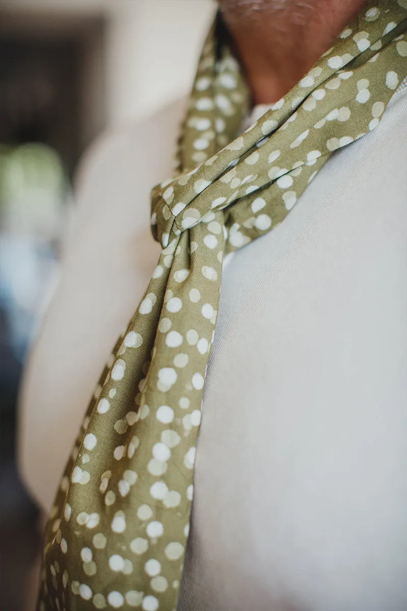 Green Dot Japanese Style Scarf