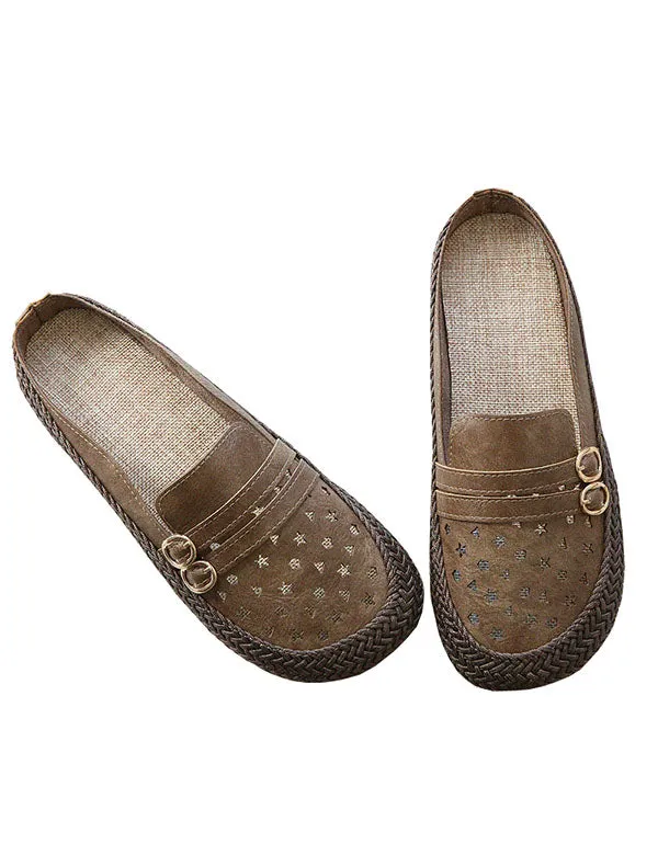 Handmade Woven Retro Leather Slippers