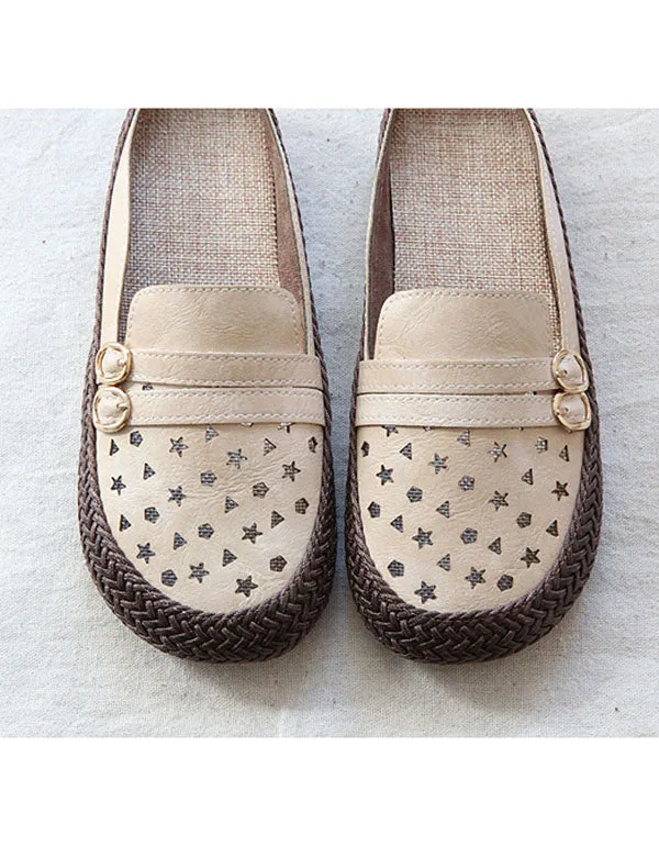 Handmade Woven Retro Leather Slippers