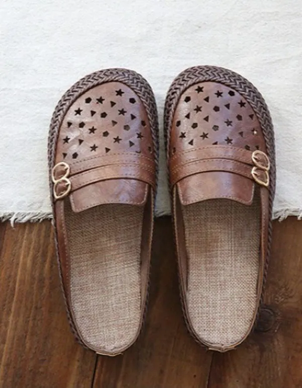 Handmade Woven Retro Leather Slippers