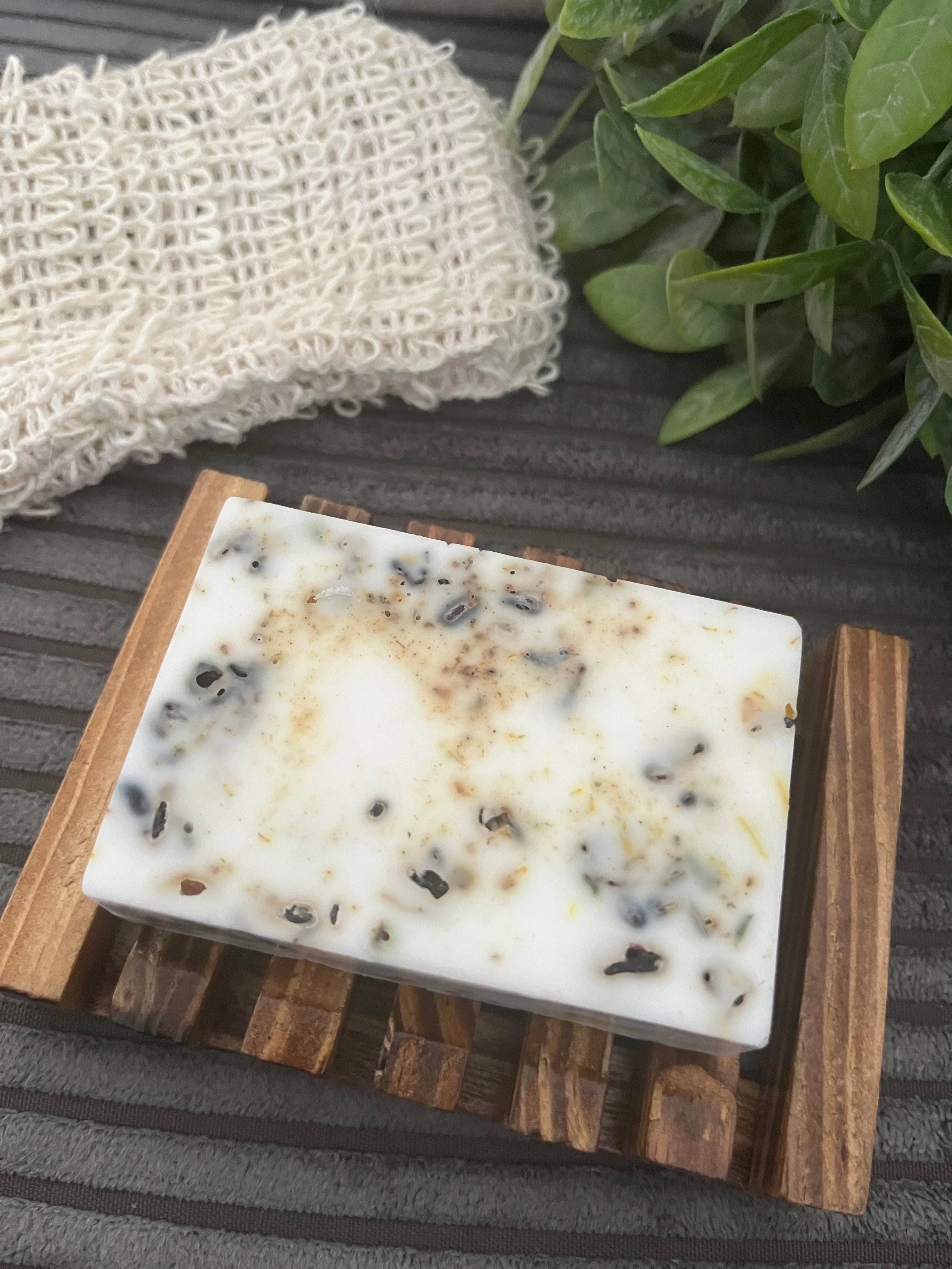 Moisturizing Coconut Soap with Soothing Lavender and Chamomile flowers