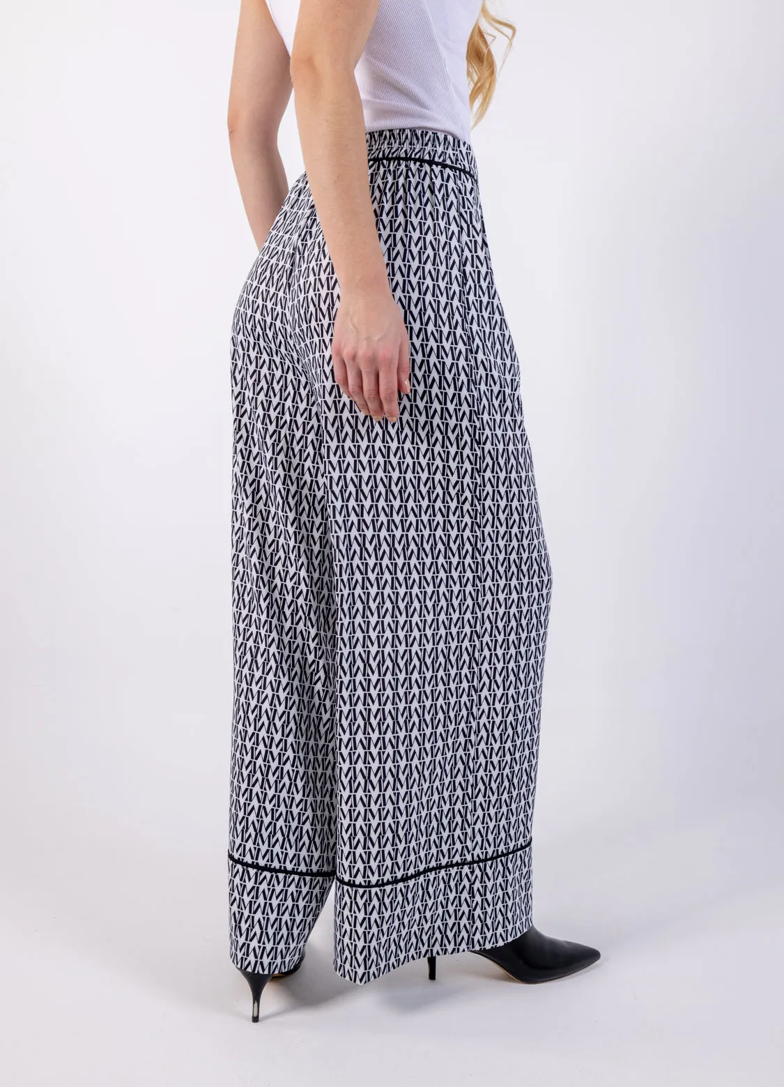 Monogram Patterned Multicolored Wide Leg Trousers