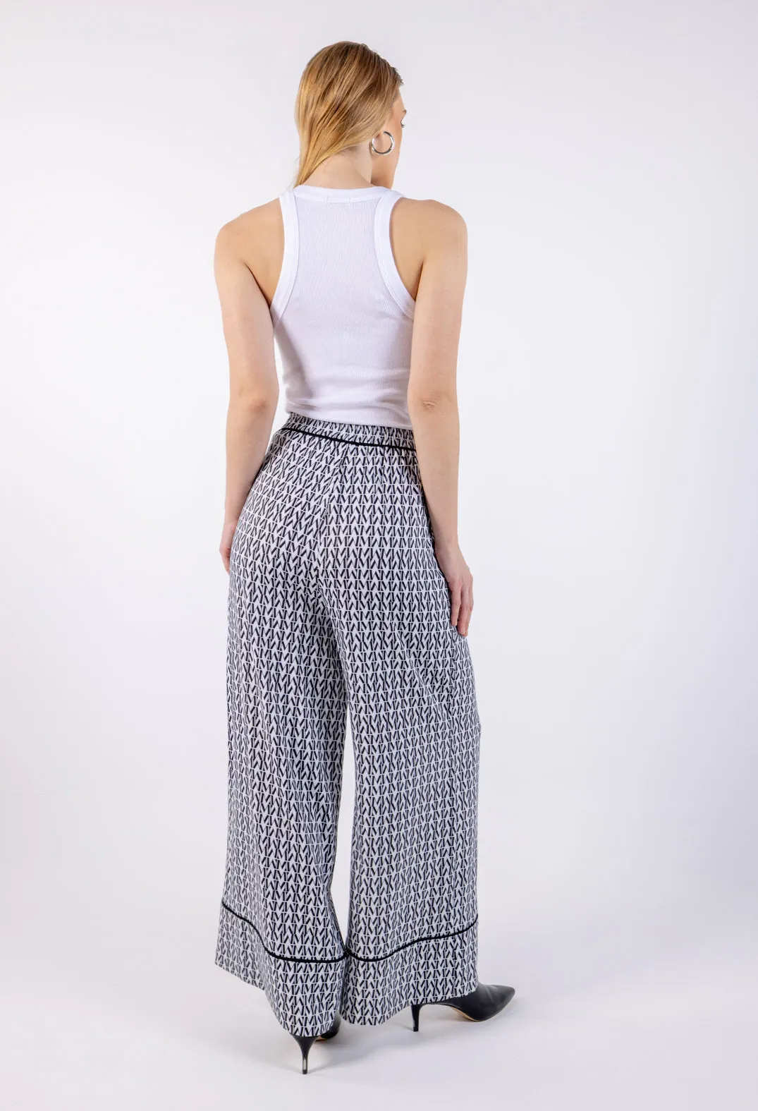 Monogram Patterned Multicolored Wide Leg Trousers