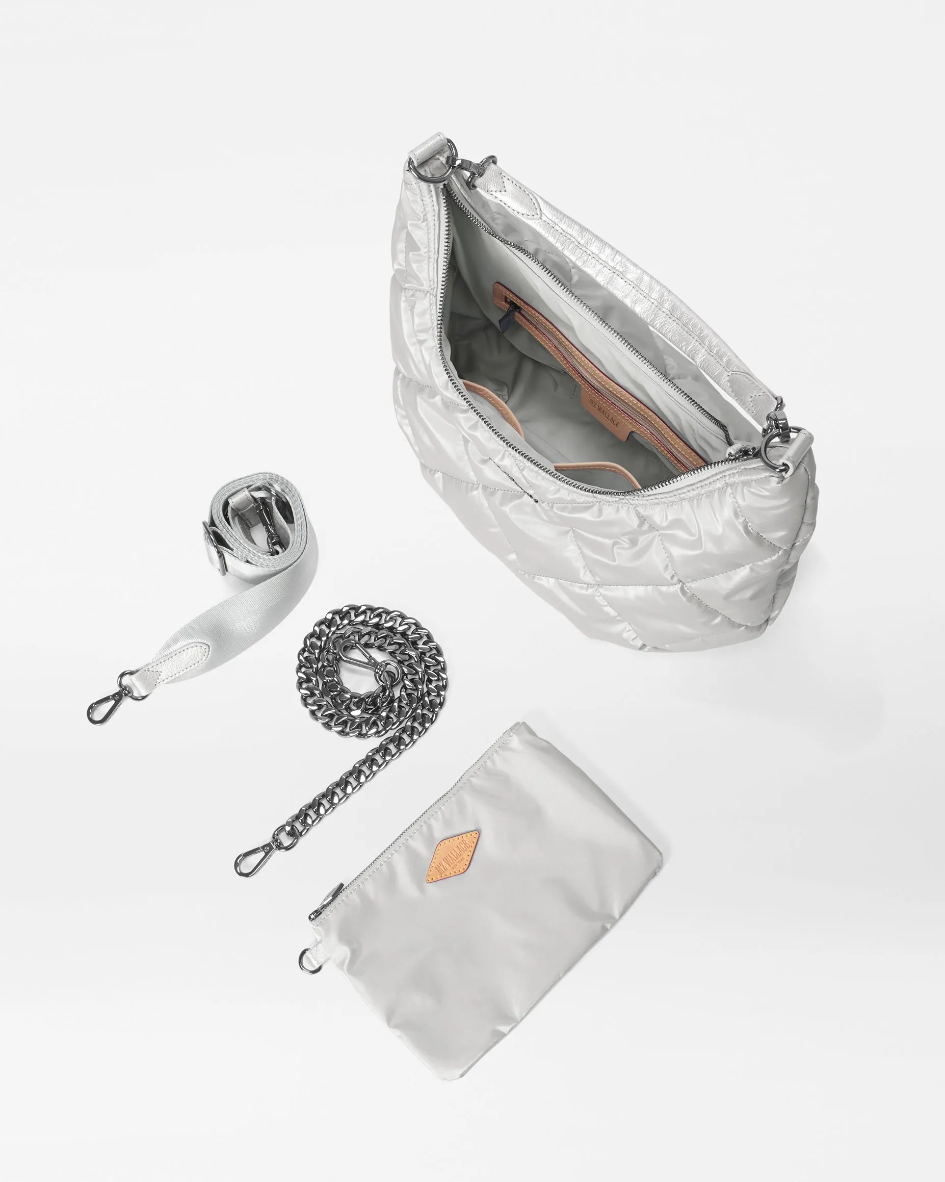 Oyster Metallic Madison Shoulder Bag