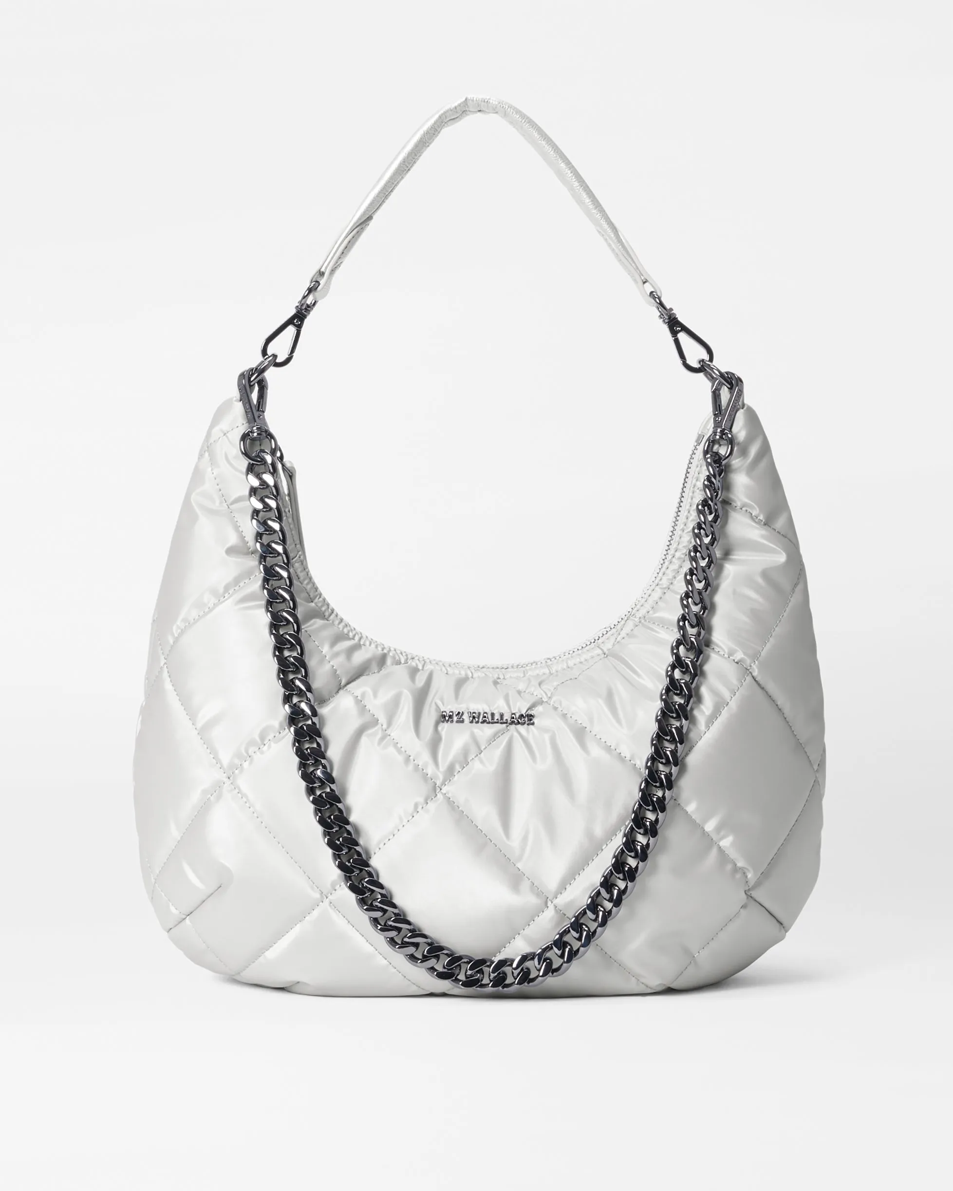 Oyster Metallic Madison Shoulder Bag