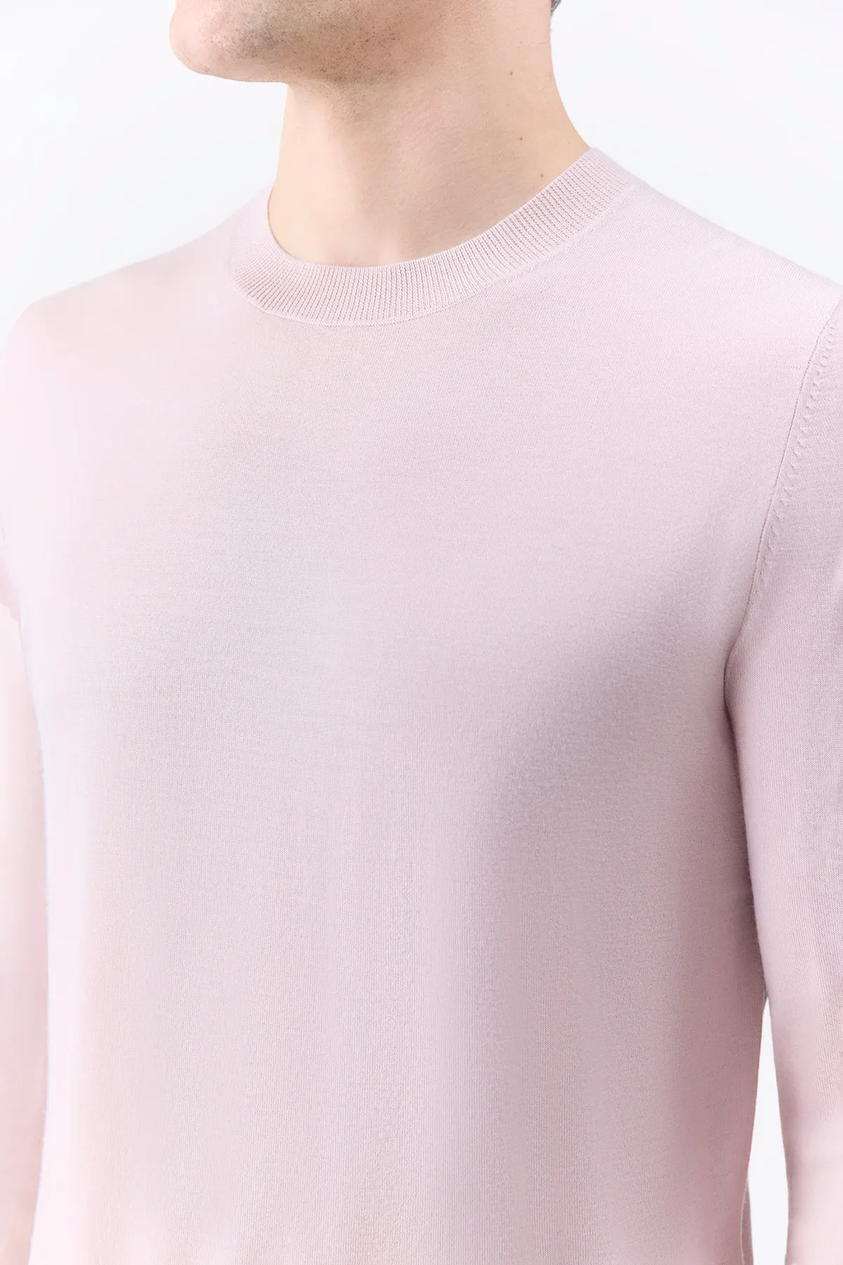 Palco Knit Crewneck in Blush Merino Wool