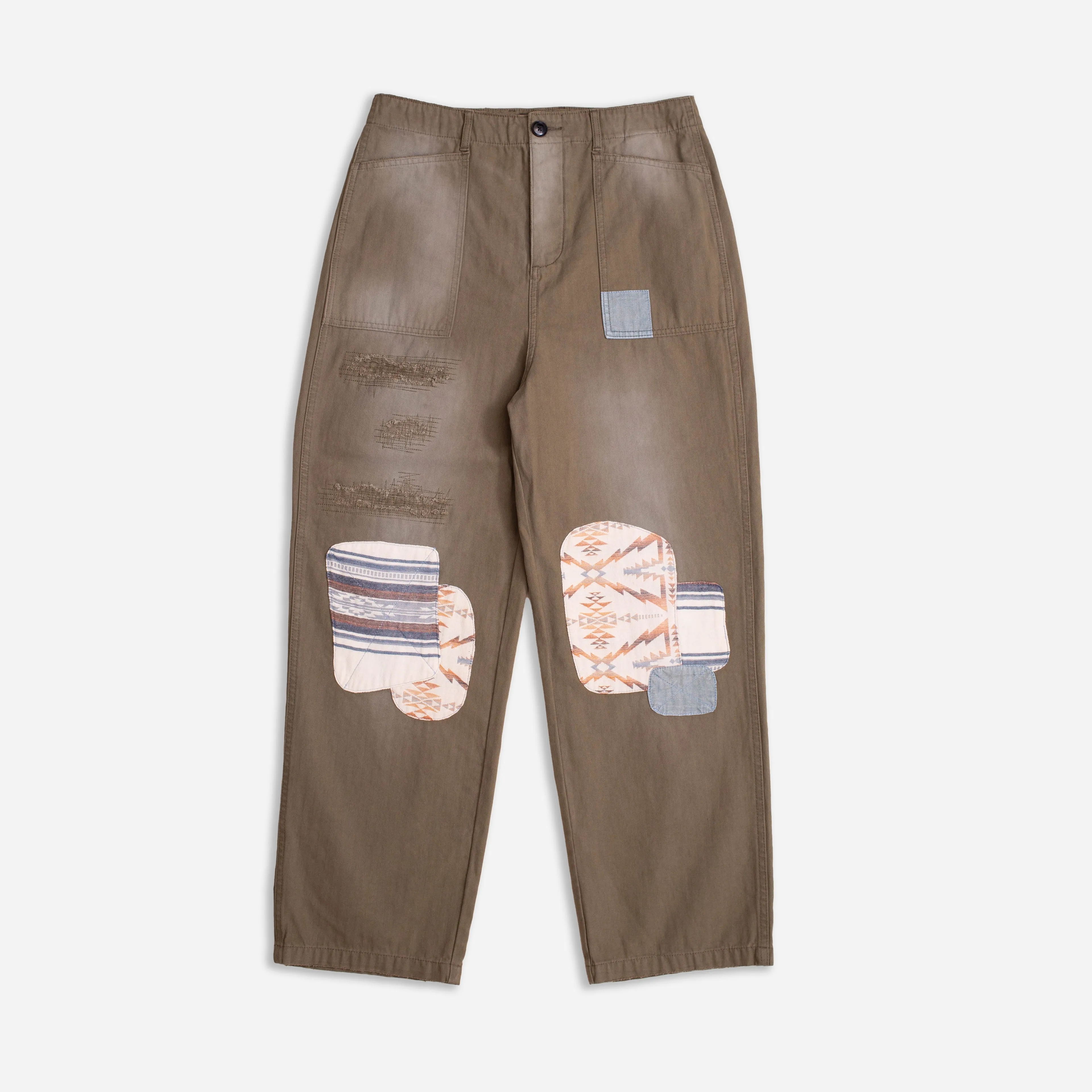 PATCHWORK FATIGUE WORK PANT - OLIVE