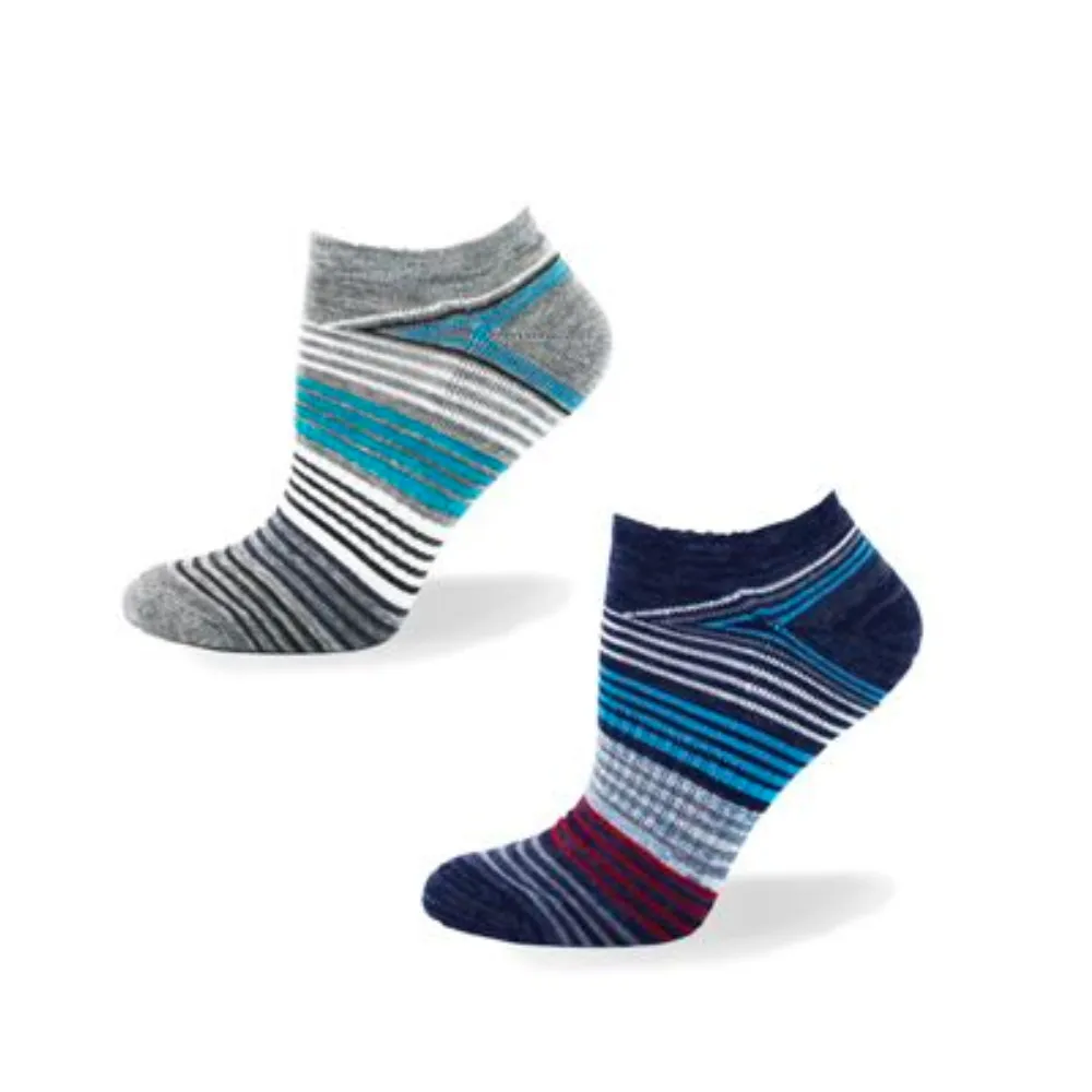 "Colorful Stripe" Half-Cushioned 90% Cotton Ankle Socks by Point Zero-Medium