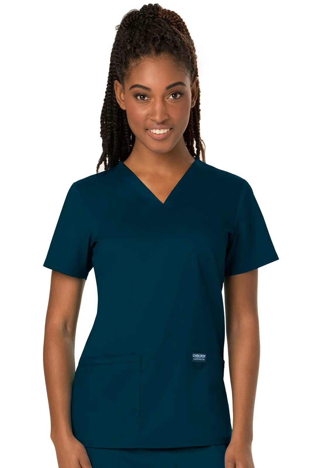 Scrub Top - Cherokee WW Women's Revolution V-Neck Top - Caribbean Blue, WW620