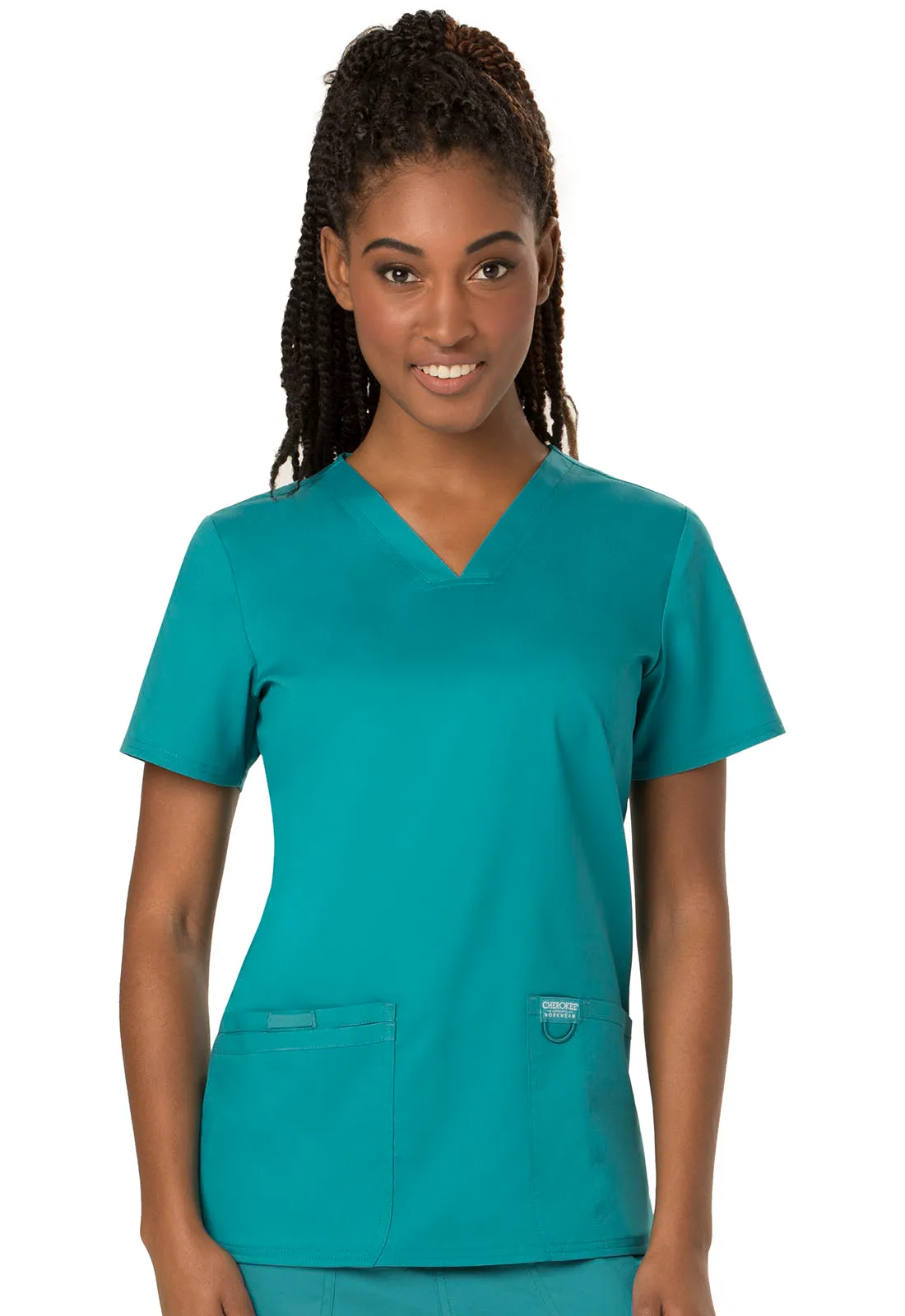 Scrub Top - Cherokee WW Women's Revolution V-Neck Top - Teal Blue, WW620