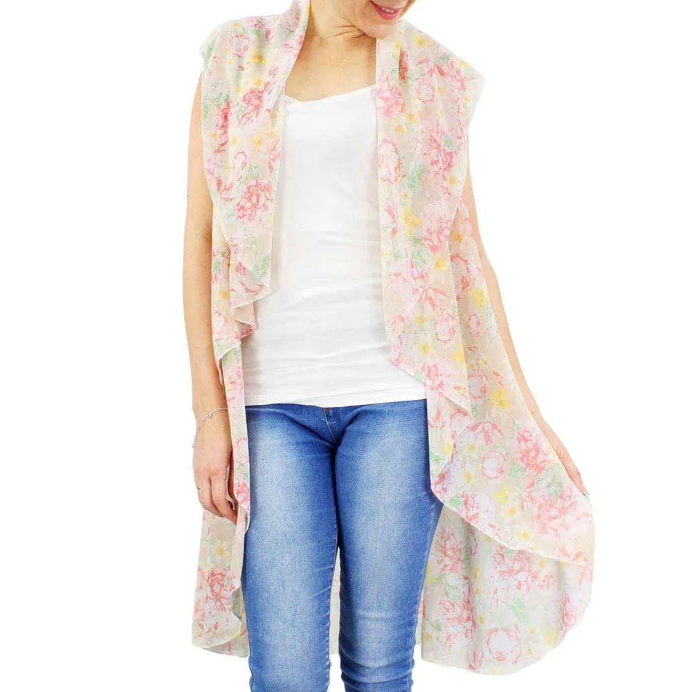 Spring Summer Flower Printed Round Vest