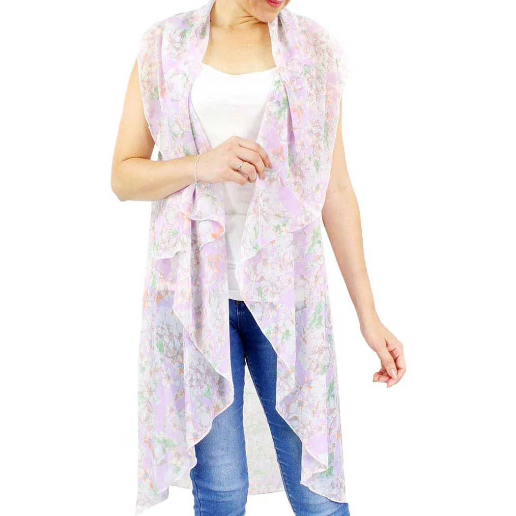 Spring Summer Flower Printed Round Vest