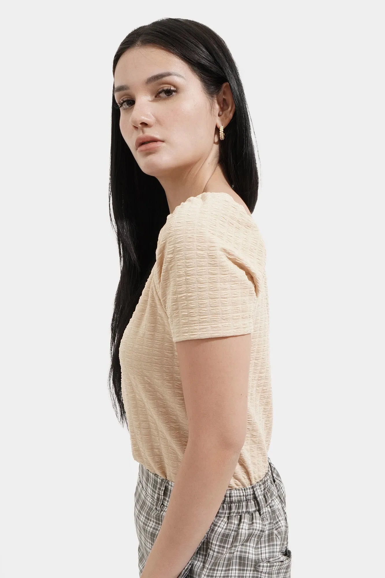 Textured Puff Sleeve Tee