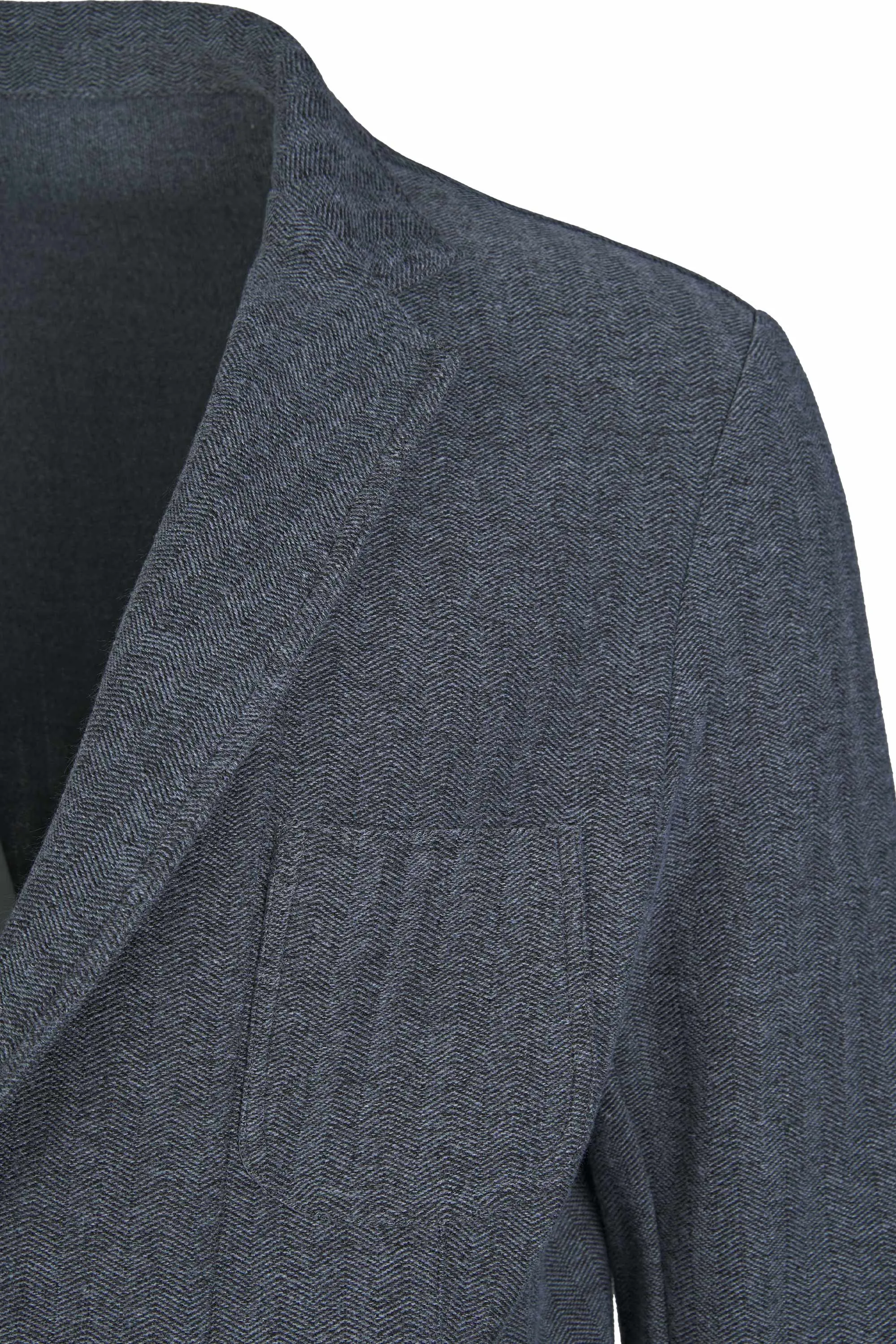 Unlined and Unstructured Double-Breasted Herringbone Jacket